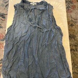 Workshop Republic Clothing Blue Denim Sleeveless Blouse